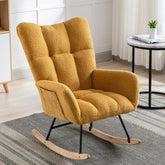 Nursery Wingback Rocker - Teddy Fabric with Wood Base